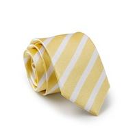 Yellow White Stripe Silk Tie - Savile Row