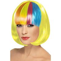 yellow and rainbow partyrama wig