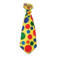 Yellow Long Clown Tie With Spots