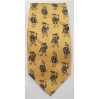 Yellow mix Teddy Bear print silk tie