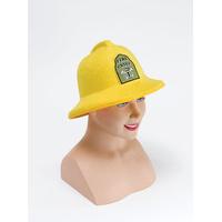 yellow firemans helmet with badge