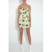 yellow and black palm print playsuit