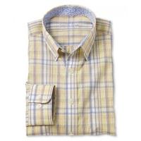 Yellow Blue Check Buttondown Collar Shirt XL Lengthened - Savile Row