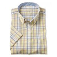 yellow blue check buttondown collar short sleeve shirt l savile row