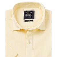 Yellow Twill Short Sleeve Slim Fit Casual Shirt S Short Sleeve - Savile Row