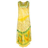 yellow green cream batik print tunic dress