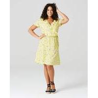 yellow daisy frill woven tea dress