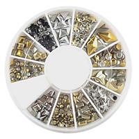 YeManNvYou240PCS Nail Art Golden Mixed Rivet Shapes Acrylic Rhinestone(Random Color)