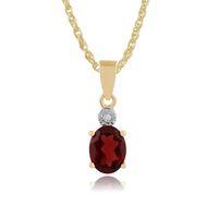 Yellow 9ct Gold Mozambique Garnet & Diamond Pendant on Chain