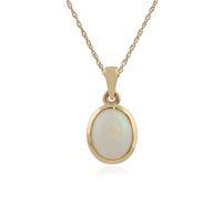 yellow 9ct gold 135ct opal oval cabochon single stone pendant