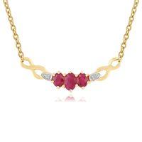 yellow 9ct gold ruby diamond necklace