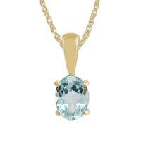 Yellow 9ct Gold 0.87ct Blue Topaz Oval Classic Pendant on Chain