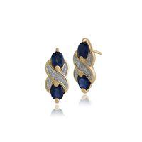 Yellow 9ct Gold 0.82ct Kanchanaburi Sapphire & Diamond Drop Earrings