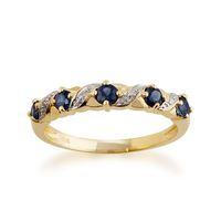 yellow 9ct gold 055ct natural sapphire diamond half eternity ring