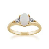 Yellow 9ct Gold 0.42ct Opal & Diamond Single Stone Ring