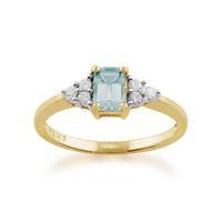 Yellow 9ct Gold 0.45ct Aquamarine & Diamond Cluster Ring