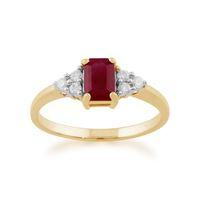 Yellow 9ct Gold 0.66ct Natural Ruby & Diamond Single Stone Ring