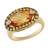 yellow 9ct gold 275ct citrine songea sapphire diamond cluster ring