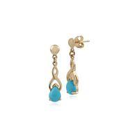 Yellow 9ct Gold 0.92ct Pear Cut Turquoise Celtic Style Drop Earrings