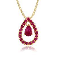 Yellow 9ct Gold 0.74ct Natural Ruby Pear Design Pendant on Chain