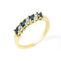 Yellow 9ct Gold 0.36ct Blue Sapphire & Diamond Half Eternity Ring