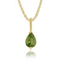 yellow 9ct gold 066ct pear cut peridot single stone pendant on chain