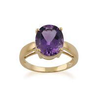 Yellow 9ct Gold 3.67ct Natural Amethyst Classic Single Stone Style Ring