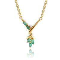 Yellow 9ct Gold Emerald & Diamond 40.5cm / 16\