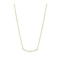 Yellow Gold Plated Silver Cubic Zirconia Curved Bar Necklace