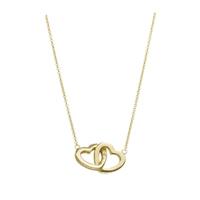 Yellow Gold Plated Silver Entwined Hearts Cubic Zirconia Pendant