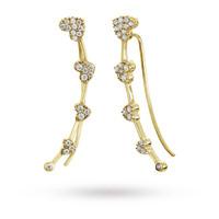 Yellow Gold Plated Silver Cubic Zirconia Heart Ear Jackets