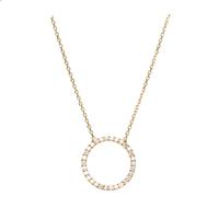 Yellow Gold Plated Silver Cubic Zirconia Open Circle Necklace