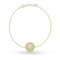Yellow Gold Plated Silver Cubic Zirconia Halo Disc Bracelet