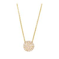 Yellow Gold Plated Silver Cubic Zirconia Disc Necklace