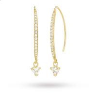 Yellow Gold Plated Silver Cubic Zirconia Drop Earrings