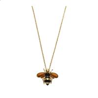 Yellow Gold Plated Bee Charm Pendant Necklace