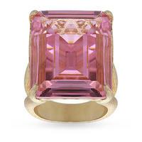 Yellow Gold Plated Pink Princess Cut Ring - Ring Size Small