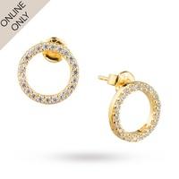 Yellow Gold Plated Silver Cubic Zirconia Open Circle Stud Earrings