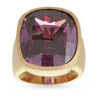 Yellow Gold Plated Purple Stone Ring - Ring Size Small
