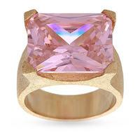 yellow gold plated pink princess cut ring ring size small