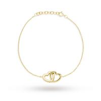 Yellow Gold Plated Silver Cubic Zirconia Entwined Hearts Bracelet