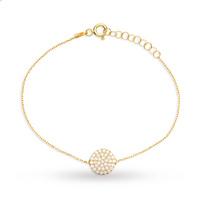 Yellow Gold Plated Silver Cubic Zirconia Disc Bracelet
