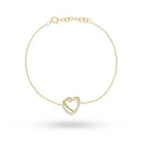 Yellow Gold Plated Silver Cubic Zirconia Double Heart Bracelet