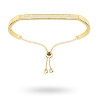 Yellow Gold Plated Cubic Zirconia Pave Door Adjustable Bracelet