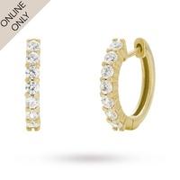 Yellow Gold Plated Silver Cubic Zirconia Hoop Earrings