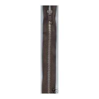 YKK Silver Metal Open End Zip 50cm Brown