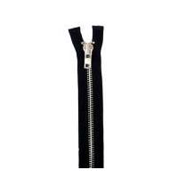 ykk heavy duty silver metal open end zips 55cm black