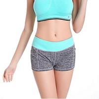 Yoga Pants Shorts Breathable / Wicking Dropped High Elasticity Sports Wear Green / Black / Dark Pink / Light Pink