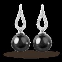 Yoko London White Gold Tahitian Pearl and Diamond Drop Earrings