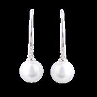 yoko london white gold pearl and diamond drop earrings